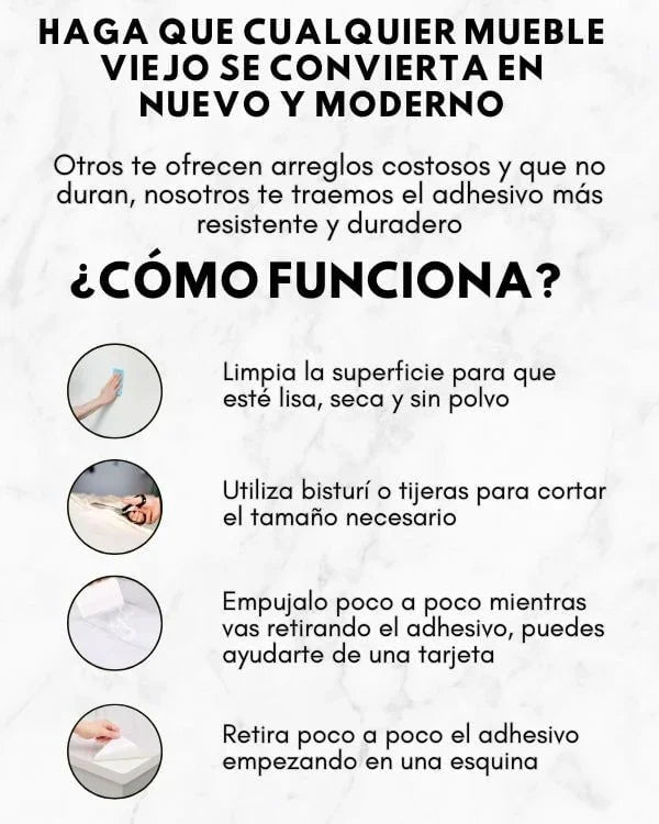 ¡MARMOL ADHESIVO DECORATIVO PARA TODOS LOS ESPACIOS DE TU HOGAR!